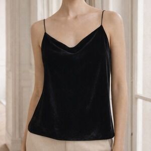 Alice + Olivia Black Velvet Harmon Slip Tank Top